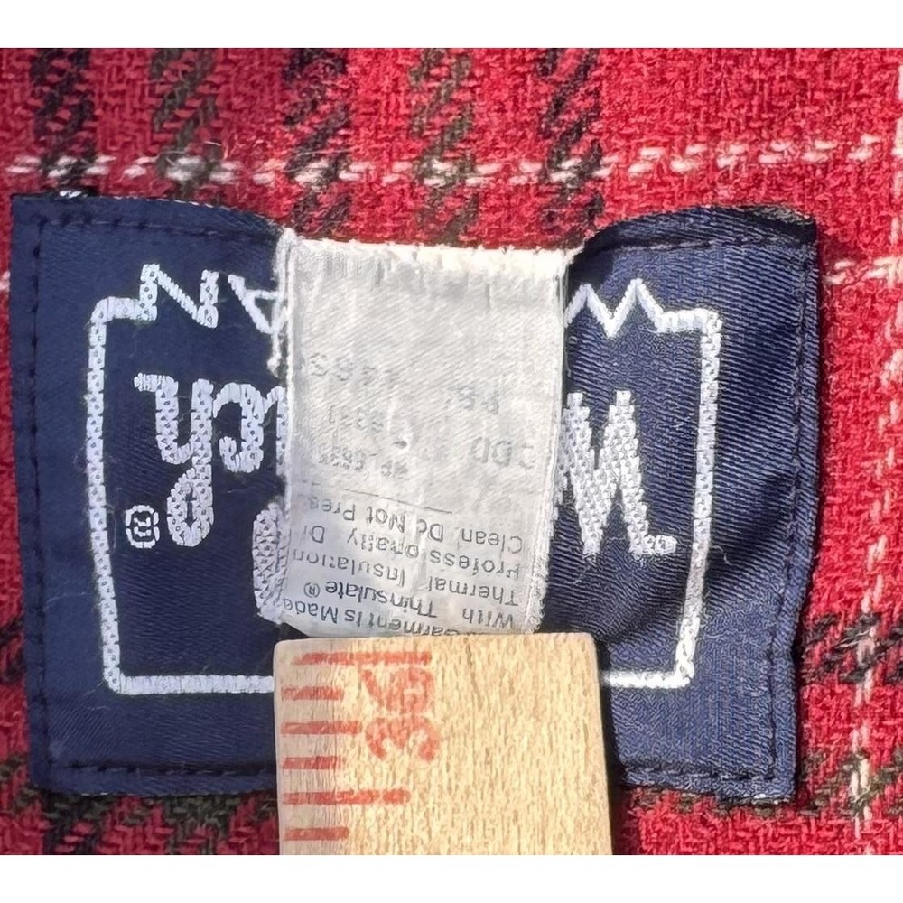 Vintage Woolrich Woman Medium Parka Coat Green Plaid Lined Hooded Thinsulate USA - Picture 10 of 14